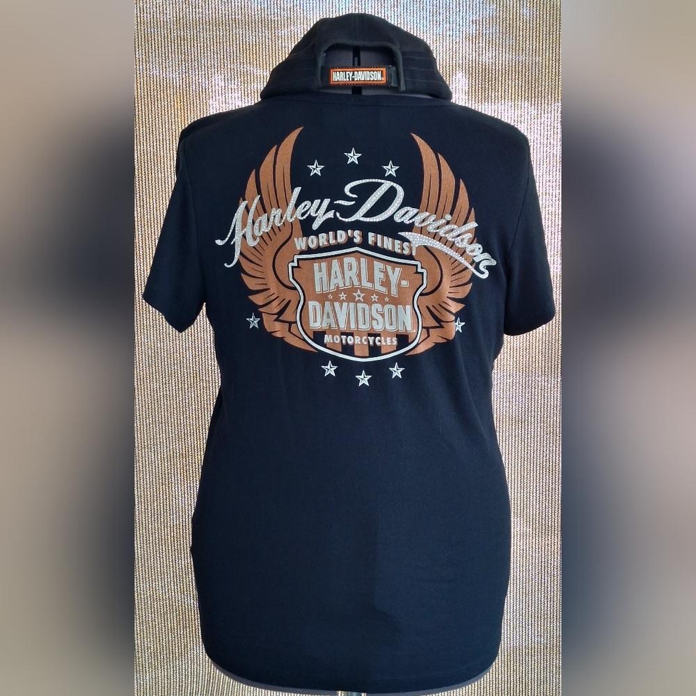 Harley Davidson 1/4 button Knit Top